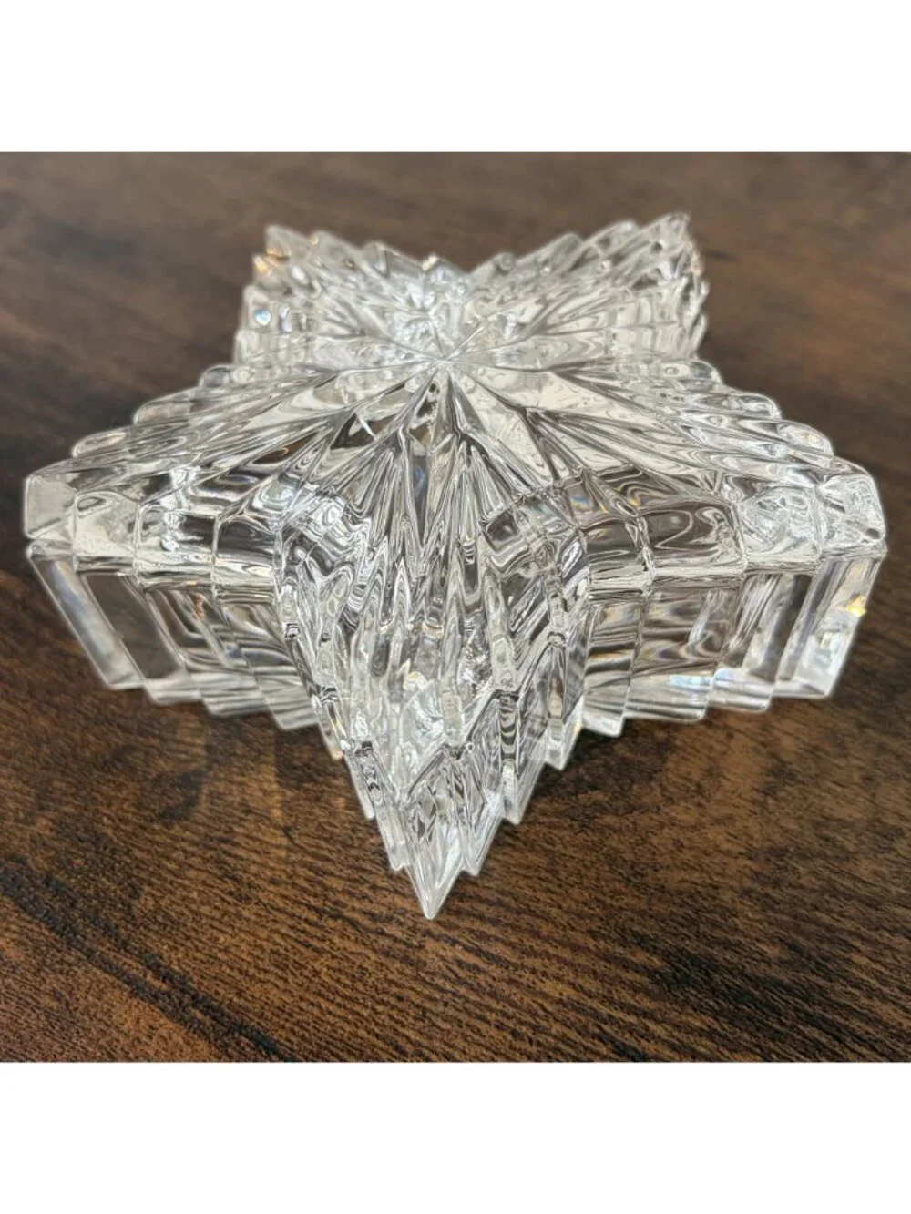 Vintage 24% Lead Crystal Star Trinket Jewelry Ring Box Decorative Storage Gift